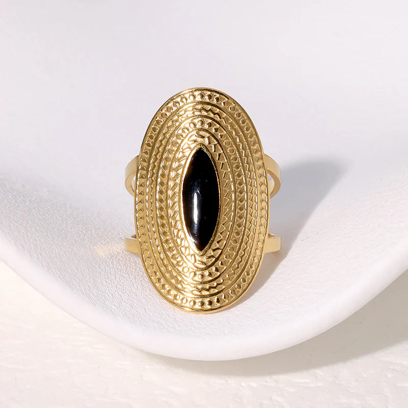 Minimalist eclipse stainless steel gold plated