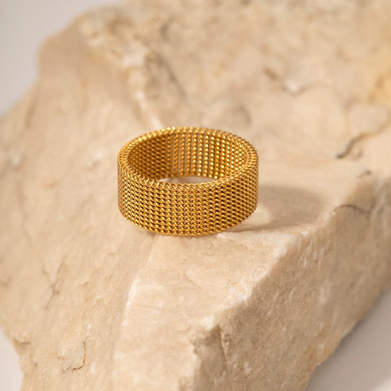 Mesh 18K gold plated Ring