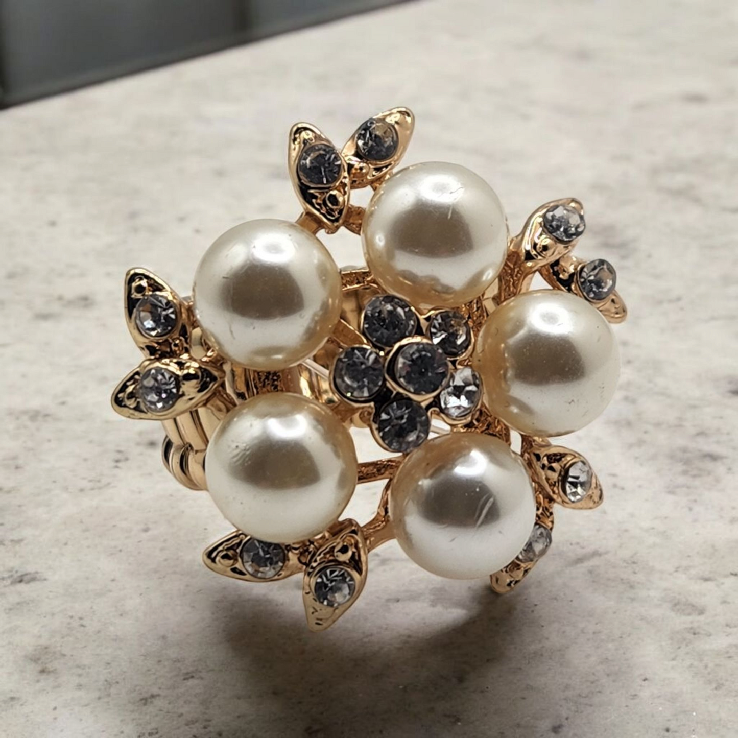 Faux Pearl adjustable ring