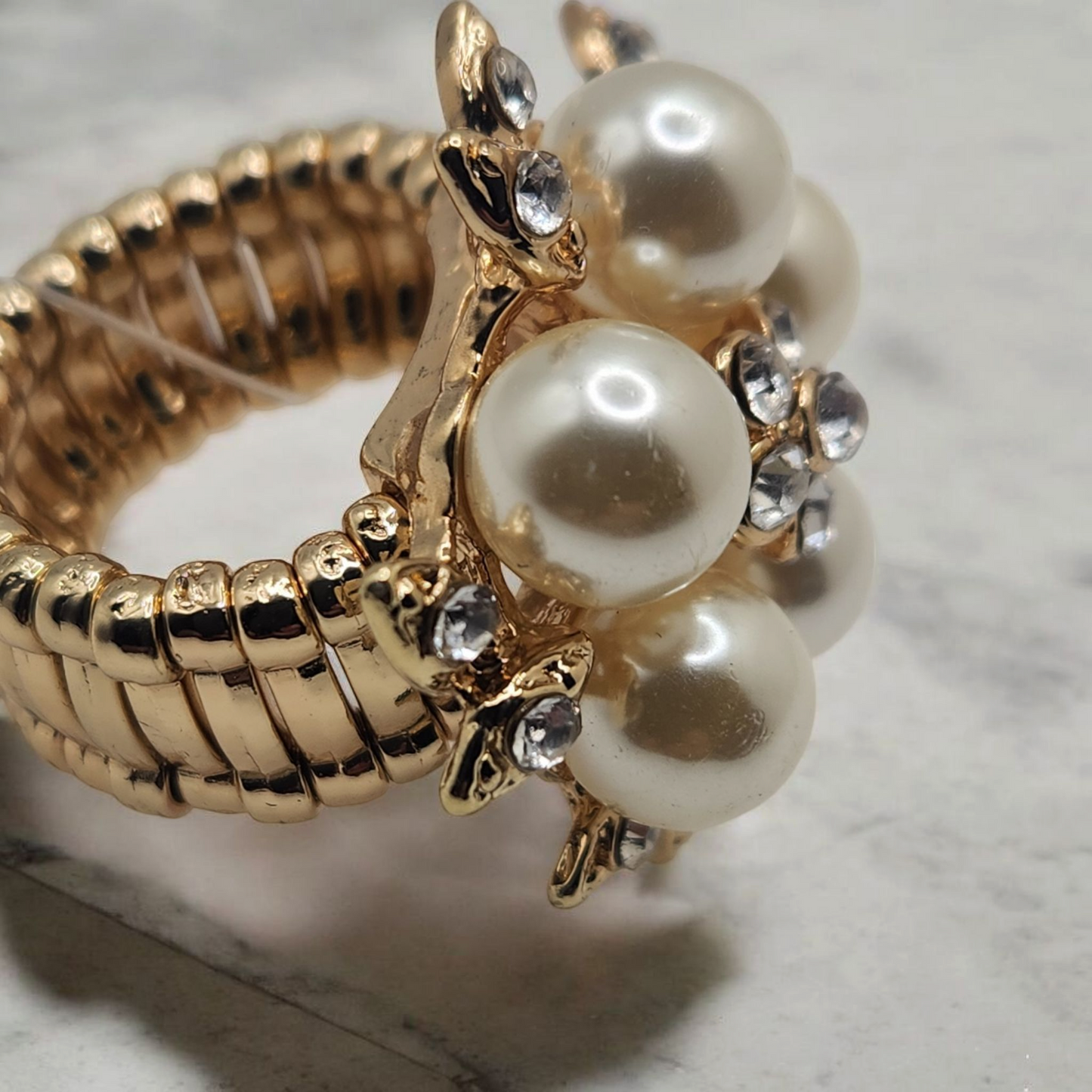 Faux Pearl adjustable ring