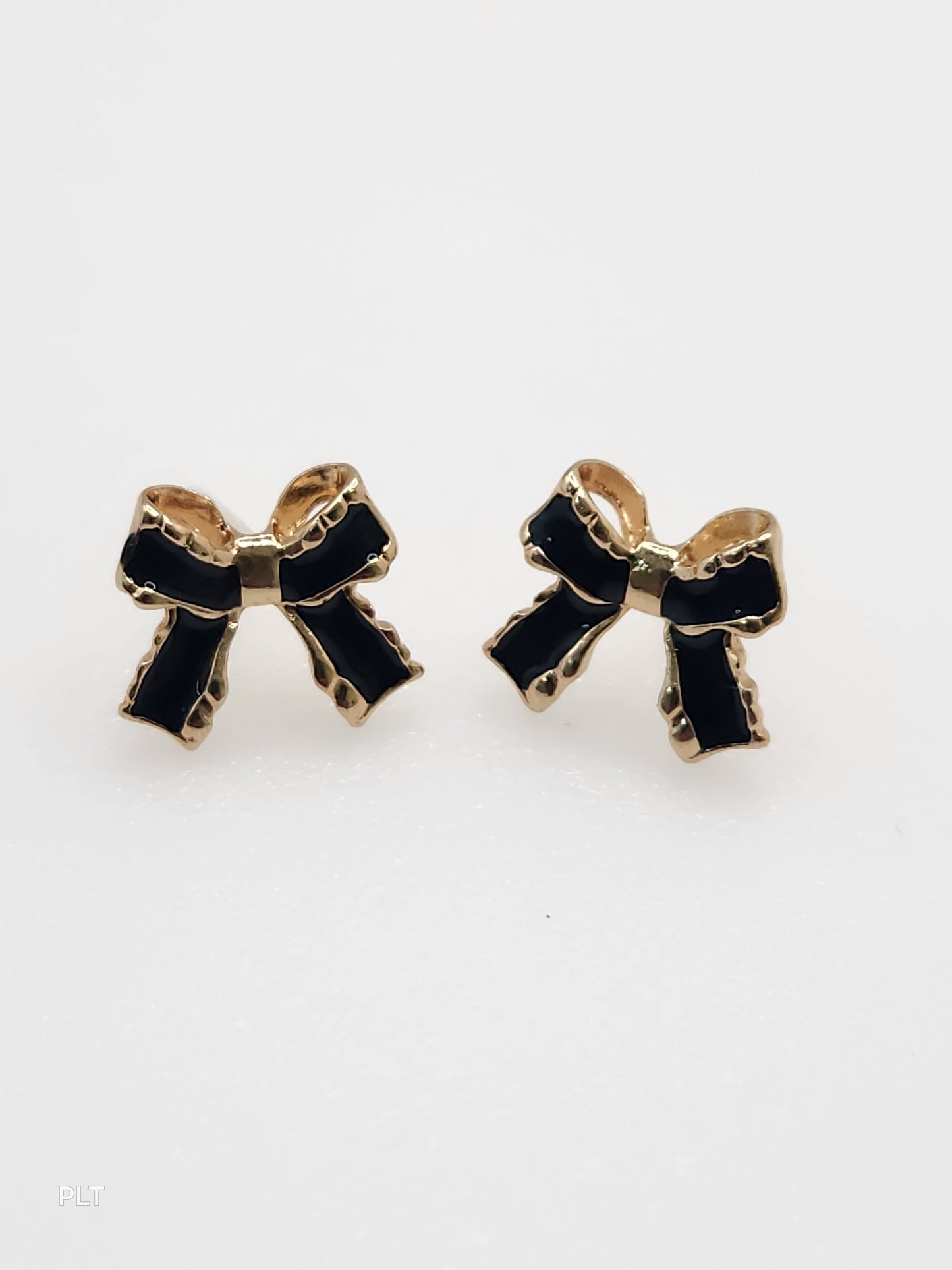 Black gold bow earrings