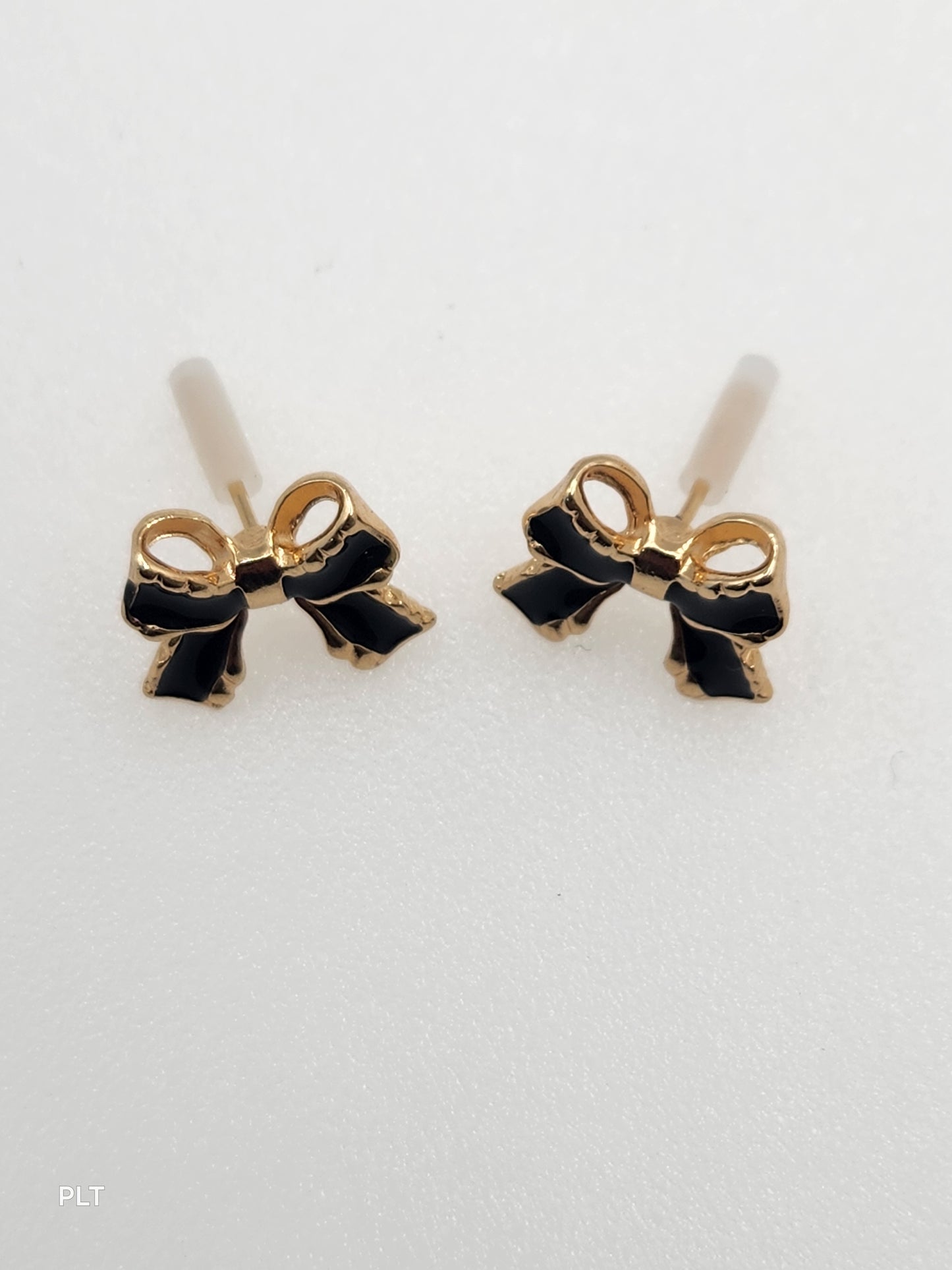 Black gold bow earrings