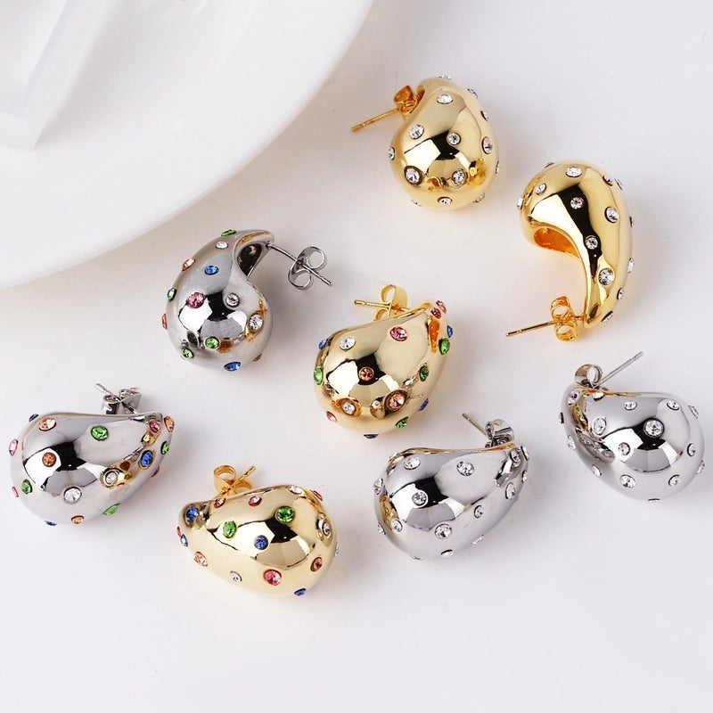 Vintage style water droplets 18k gold plated ear studs