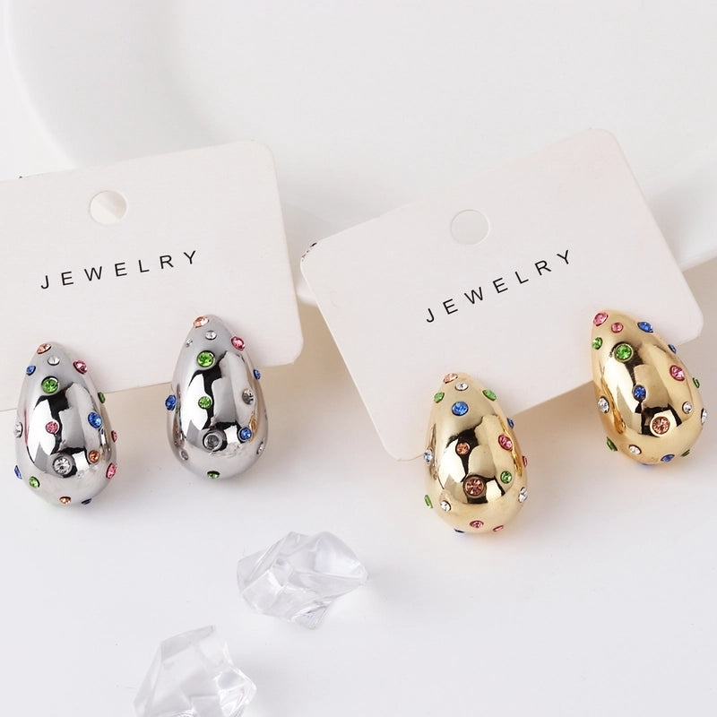 Vintage style water droplets 18k gold plated ear studs