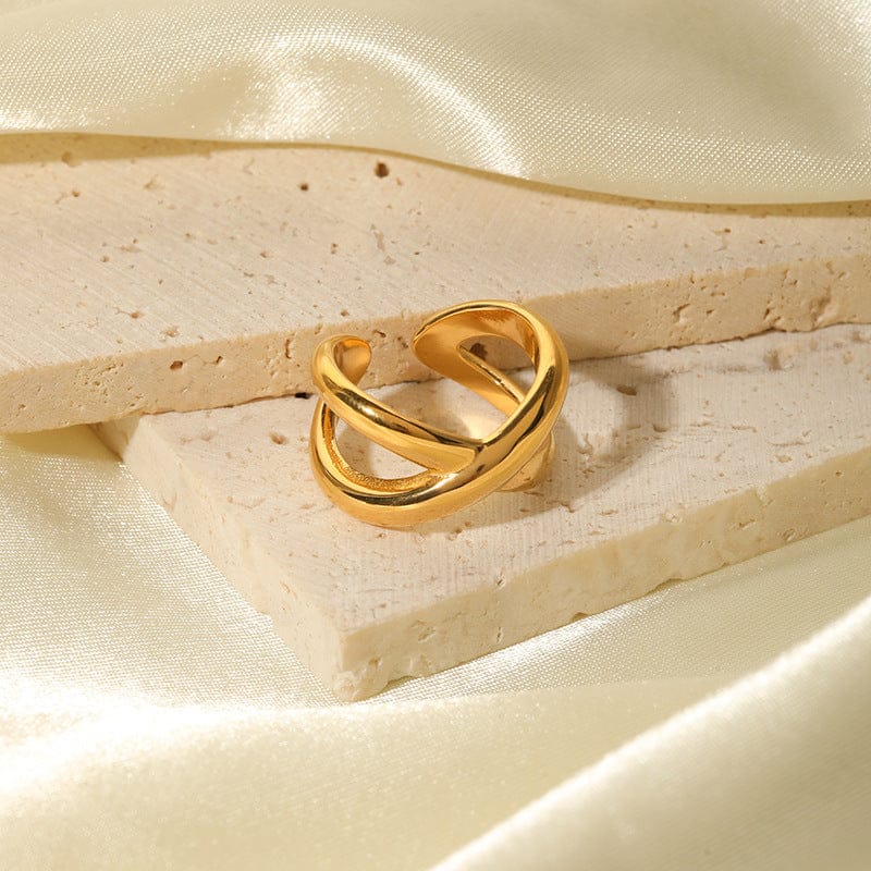 Geometric 18K gold plated ring