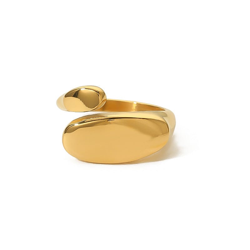 Round geometric 18k gold plated ring