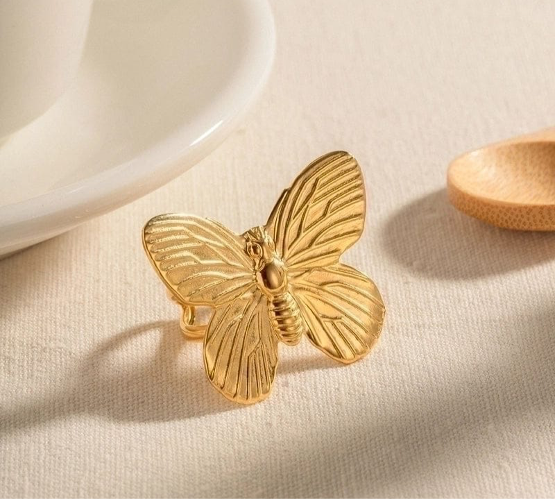 Butterfly stainless steel 18K gold plated