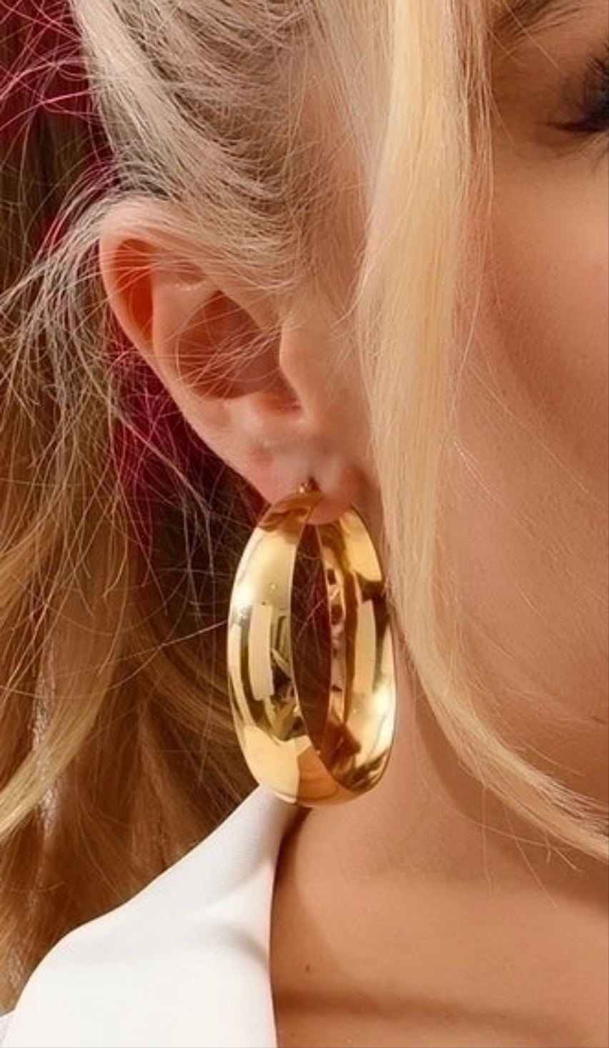 Fashion creative stainless steel electroplated 18k circle earrings