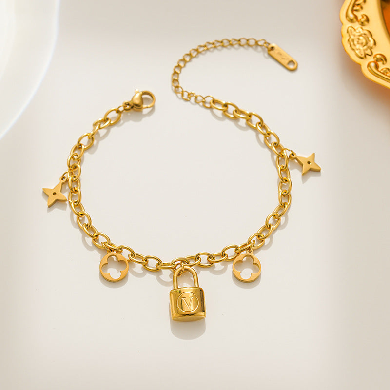 Titanium steel 18k gold plated bracelet