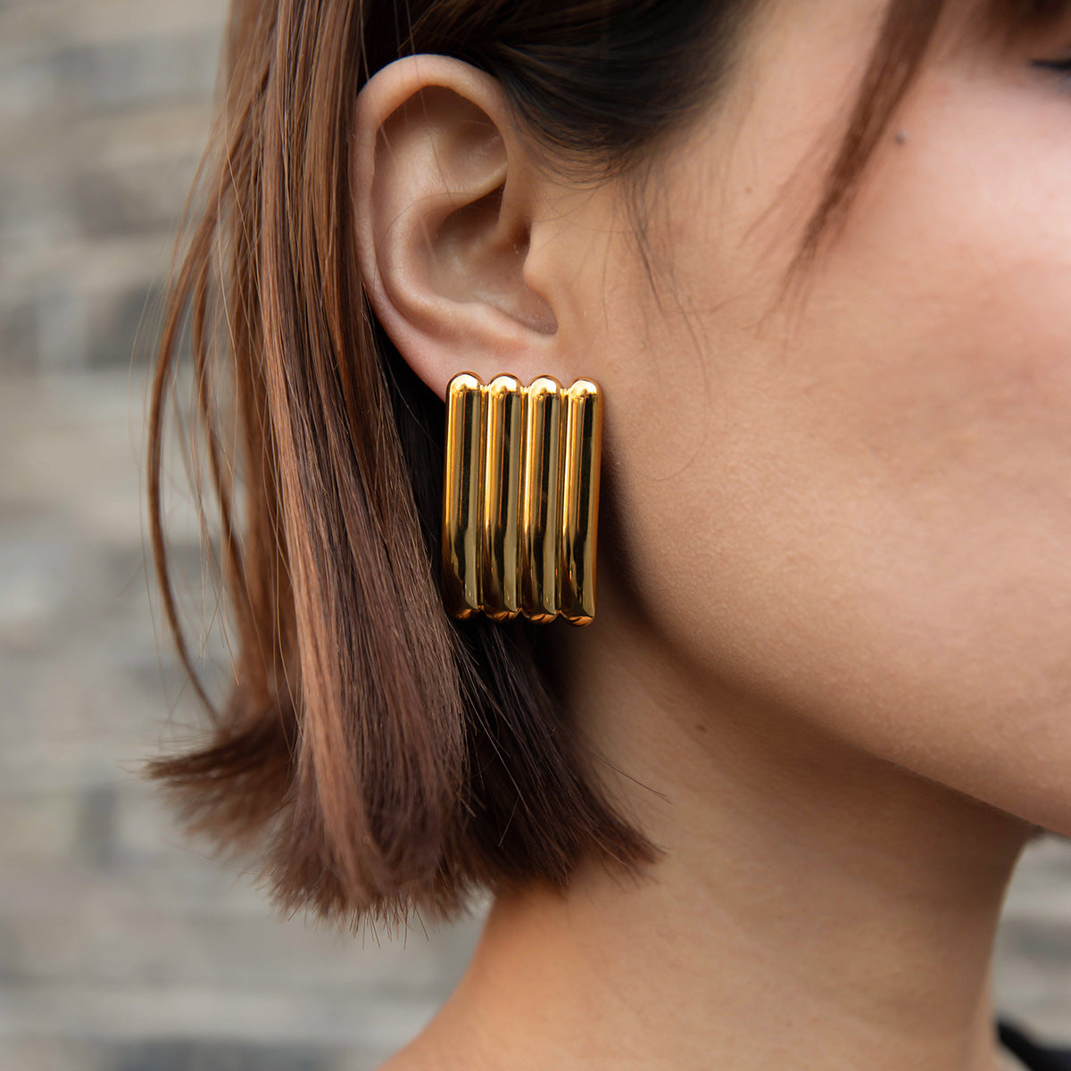 Stripe style 18k gold plated set