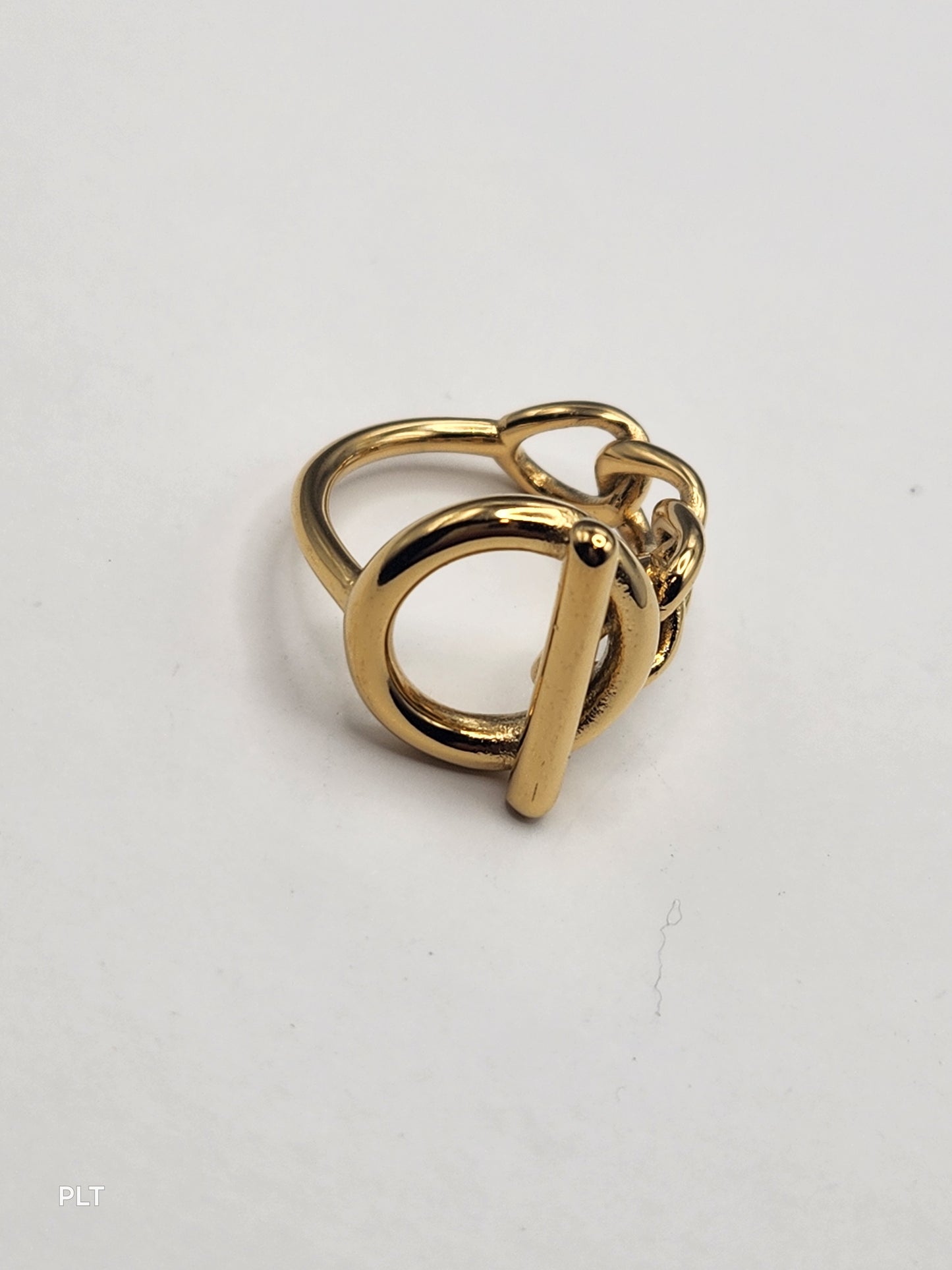 Chain print stainless steel 18k gold plated ring