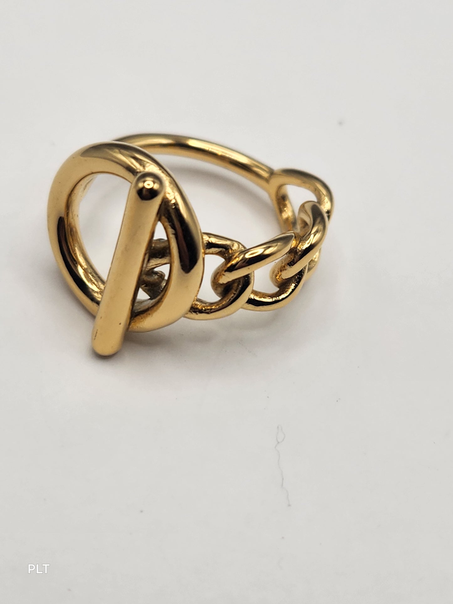 Chain print stainless steel 18k gold plated ring