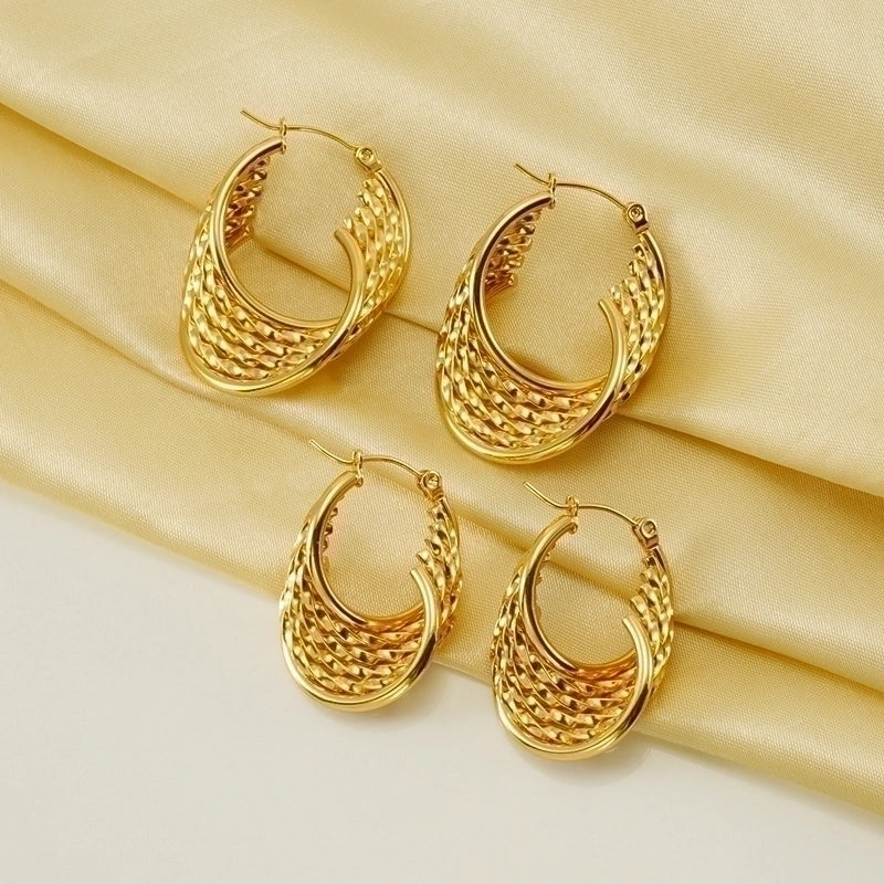 Elegant U shape hoop earring stainless steel (large)