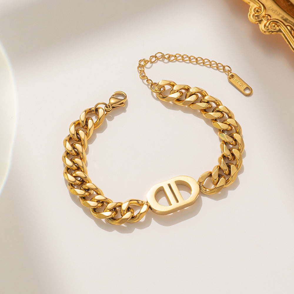 Woman's letter geometric stainless steel 18k gold plated