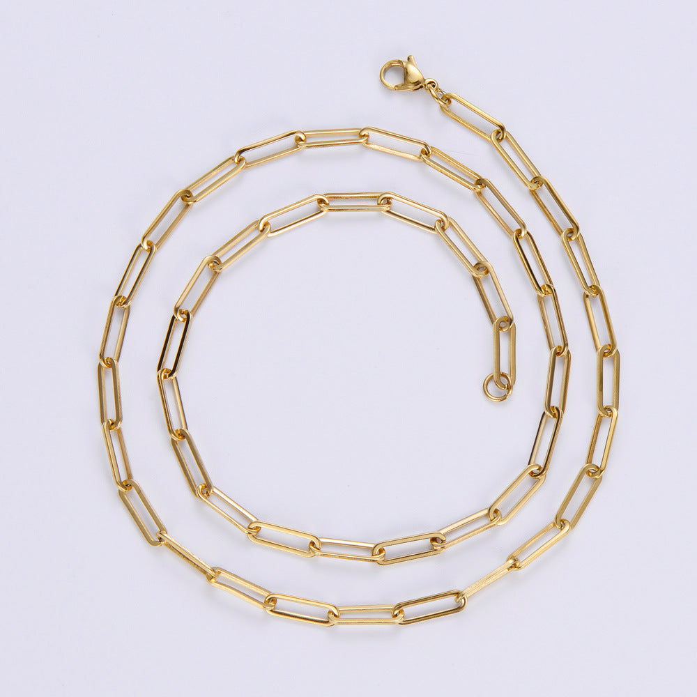Paperclip geometric titanium steel necklace
