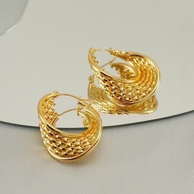 Elegant U shape hoop earring stainless steel (large)
