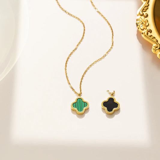 Clover double sided 18k gold plated