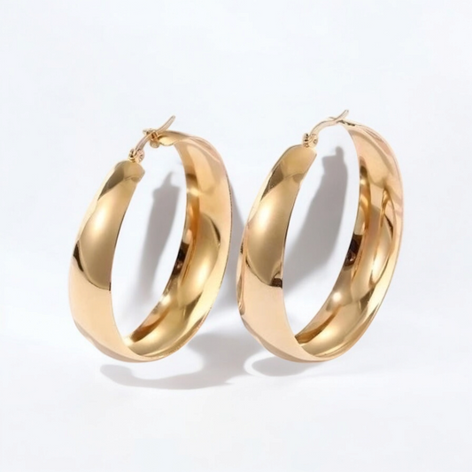 Fashion creative stainless steel electroplated 18k circle earrings